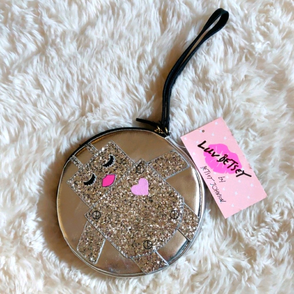 Betsey Johnson  silver LB coin purse